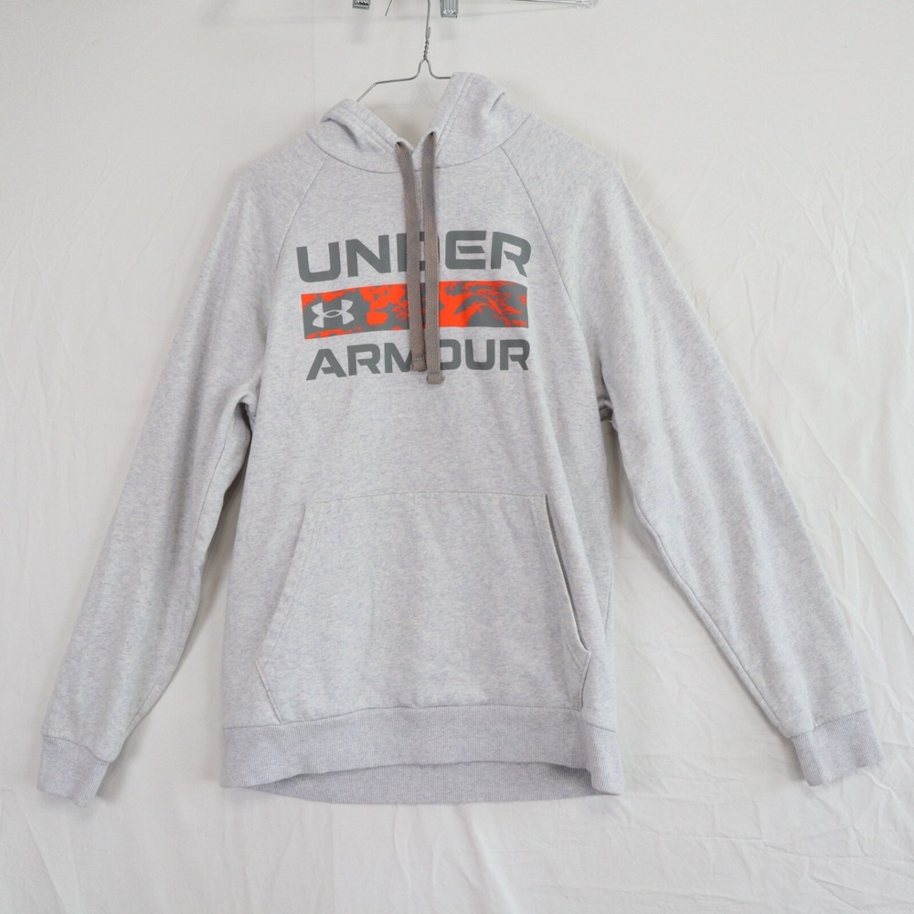 Under Armour Hoodie Mens Small Loose Pullover Fleece Sweatshirt Gray Long Sleeve